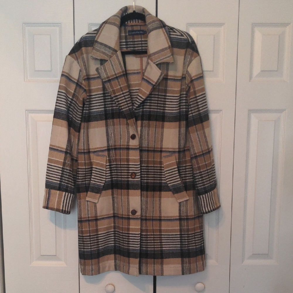United By Blue Cream and Black Pea Coat Timeless Design